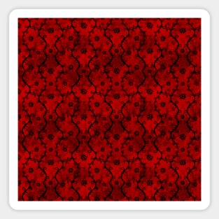 Black Floral Ornament Red Pattern Magnet